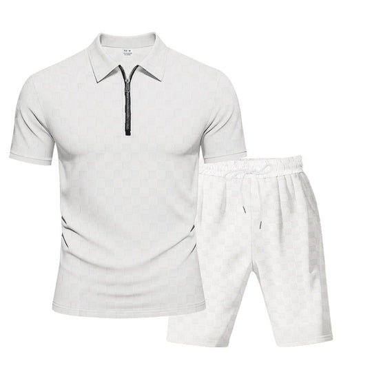 Herren sportliches Kurzarm-Oberteil mit Zipper und bequemen Shorts Nord Taschen