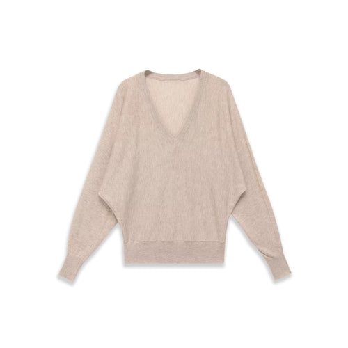 Damen Oversized V-Ausschnitt Feinstrickpullover mit Fledermausärmeln Nord Taschen