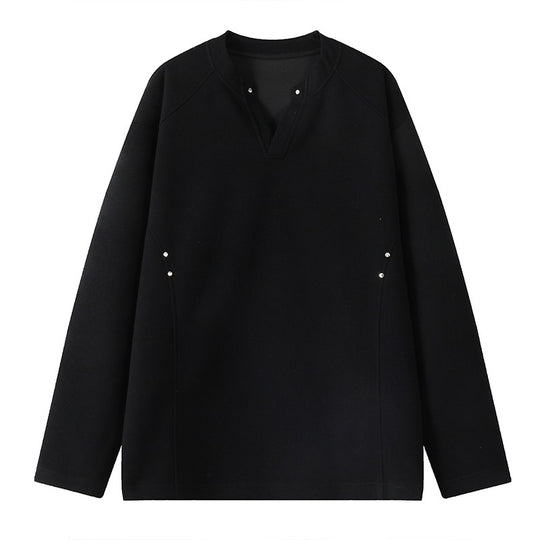 Herren Oversize-Sweatshirt mit V‑Schlitz, Raglanärmeln und Nieten-Details Nord Taschen