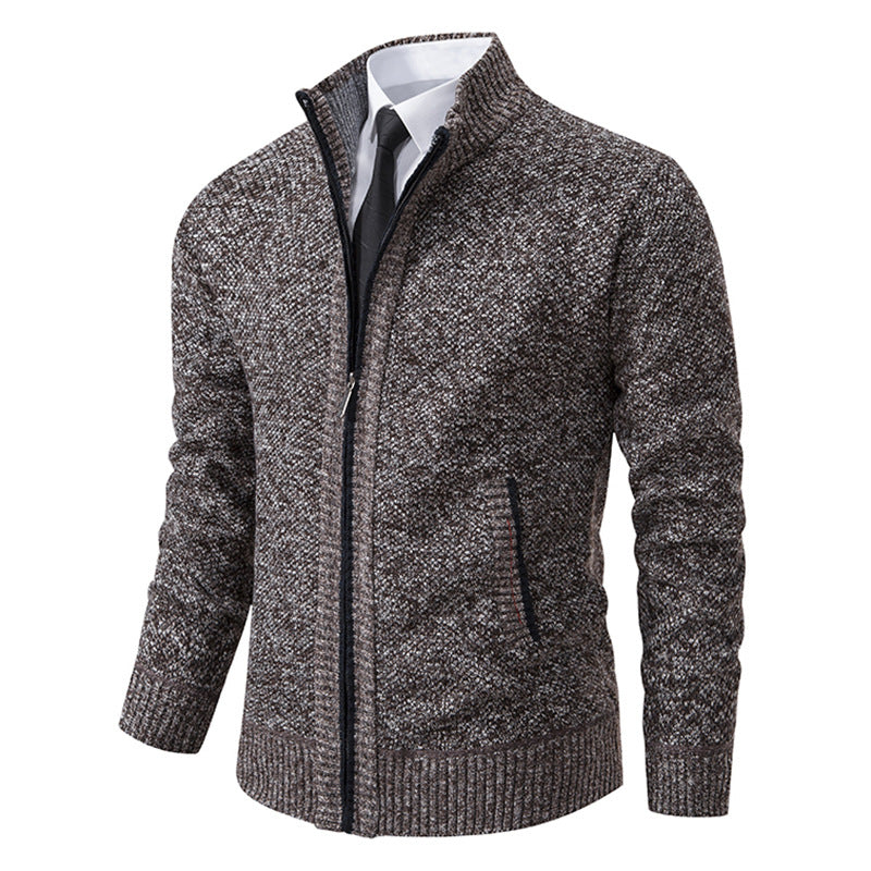 Herren Strukturstrick-Cardigan mit durchgehendem Reißverschluss und Stehkragen Nord Taschen