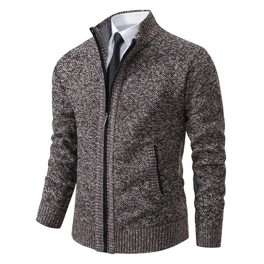 Herren Strukturstrick-Cardigan mit durchgehendem Reißverschluss und Stehkragen Nord Taschen