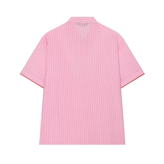 Damen Kurzarm-Bluse mit Schleifenkragen und seitlicher Knopfleiste Nord Taschen