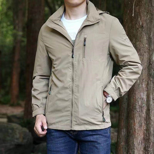 Herren Atmungsaktive Trekking‑Shelljacke mit Kapuze, Brusttasche & Reißverschlusstaschen Nord Taschen