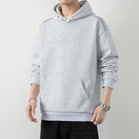 Herren Oversize-Kapuzenpullover mit Kängurutasche & Druckknopf-Hals Nord Taschen