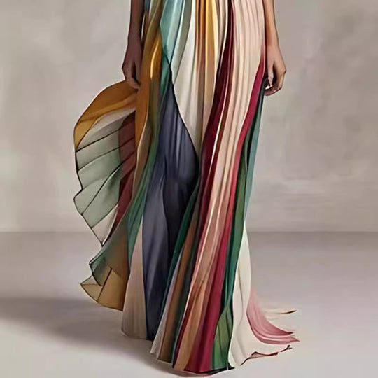 Damen Maxikleid mit Schwingenden Falten und Elegantem Bandeau-Ausschnitt - Vittorelli