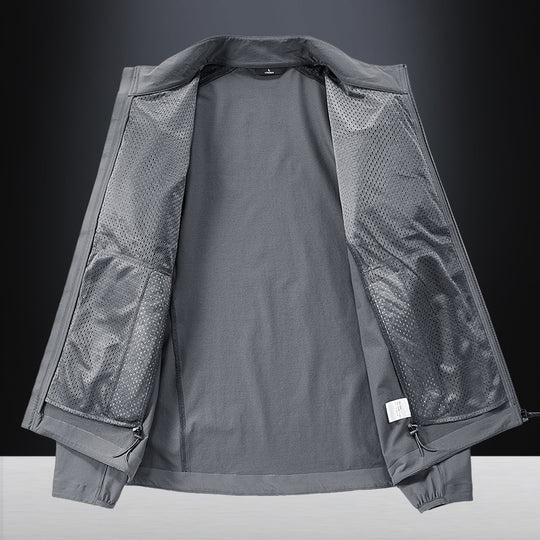 Herren Leichte urbane Windjacke mit Stehkragen, wasserabweisender Gewebemischung und verdeckten Reißverschlüssen Nord Taschen
