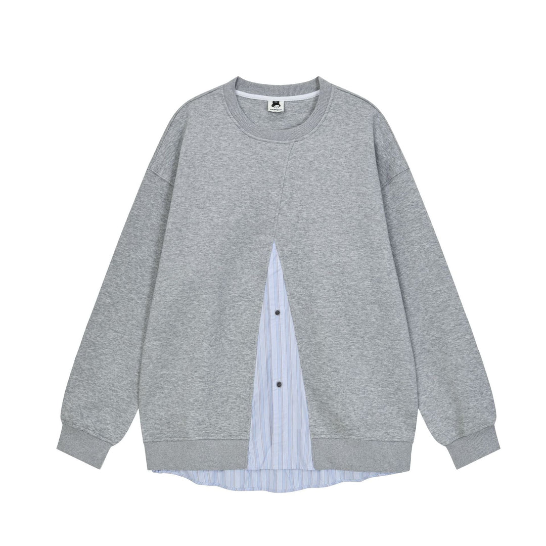 Damen Lässiges Oversize-Sweatshirt mit eingearbeitetem Hemd-Detail und Front-Öffnung Nord Taschen