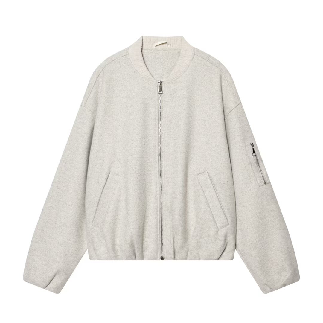 Damen Oversized Boxy-Bomberjacke aus weichem Sweat mit Reißverschluss und Ärmeltasche Nord Taschen