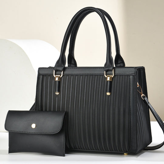 Damen elegante Handtasche mit Streifenstruktur und abnehmbarer Clutch Nord Taschen