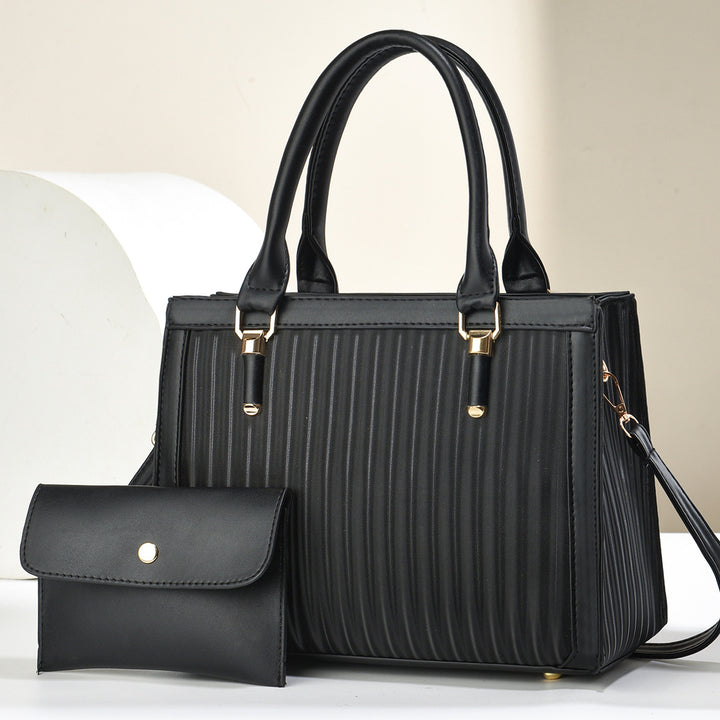 Damen elegante Handtasche mit Streifenstruktur und abnehmbarer Clutch Nord Taschen