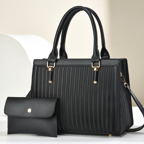 Damen elegante Handtasche mit Streifenstruktur und abnehmbarer Clutch Nord Taschen