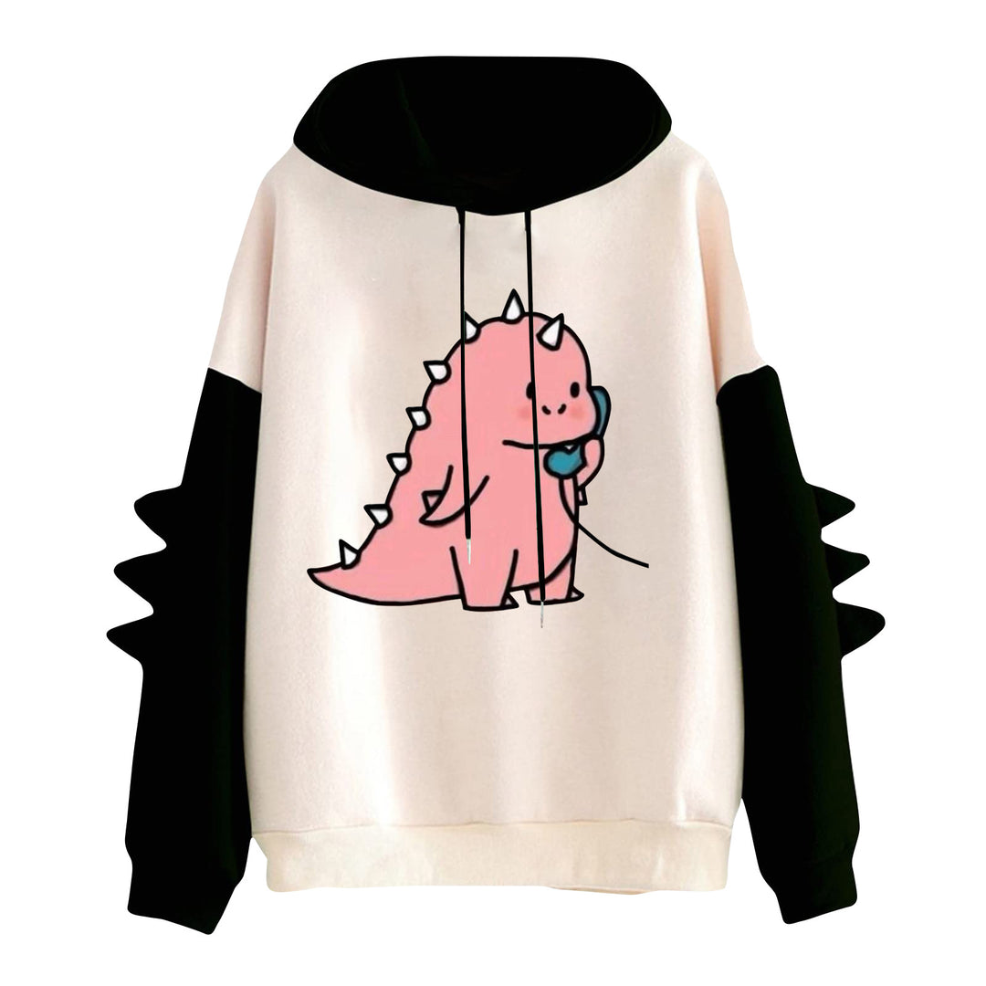 Damen nan Kapuzenpullover mit niedlichem Frosch-Motiv, Kängurutasche und volumigen Ärmelapplikationen Nord Taschen