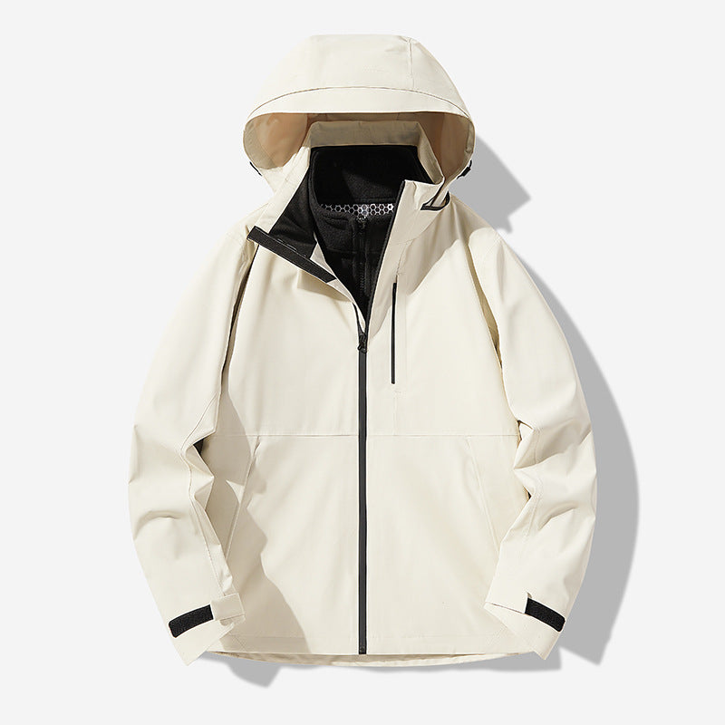 Herren Wasserdichte technische Softshell-Hybridjacke mit integriertem Fleecefutter und verstellbarer Kapuze Nord Taschen