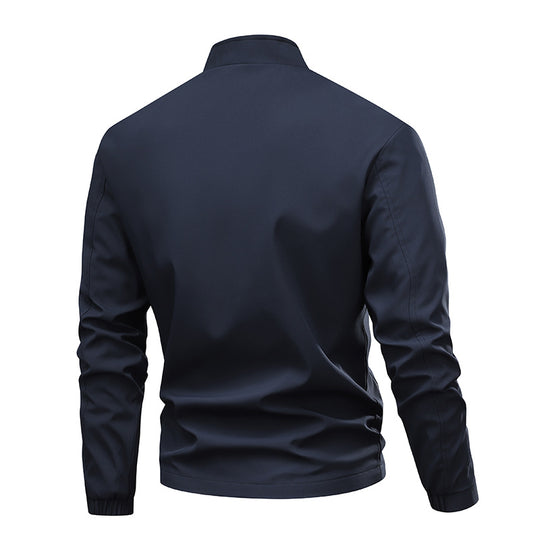 Herren Minimalistische Softshell-Bomberjacke mit Stehkragen, elastischen Bündchen & durchgehendem Reißverschluss Nord Taschen