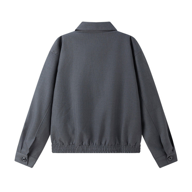 Unisex Leichte Übergangsblousonjacke mit Hemdkragen, Zwei-Wege-Reißverschluss und elastischem Saum Nord Taschen