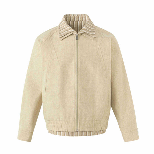 Damen Leichte Boxy‑Blousonjacke aus Leinenoptik mit gestreiftem Innenkragen Nord Taschen