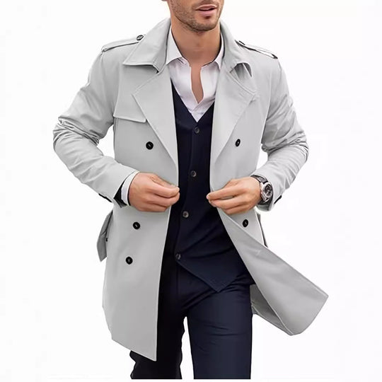 Herren leichter Trenchcoat mit modernem Design und stylischem Stehkragen