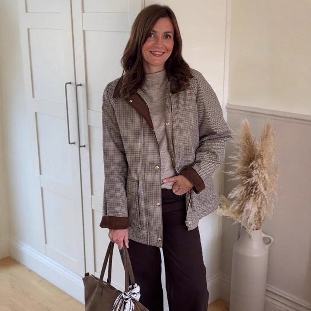 Damen Oversize-Fieldjacke mit Samtkragen und großen Pattentaschen Nord Taschen