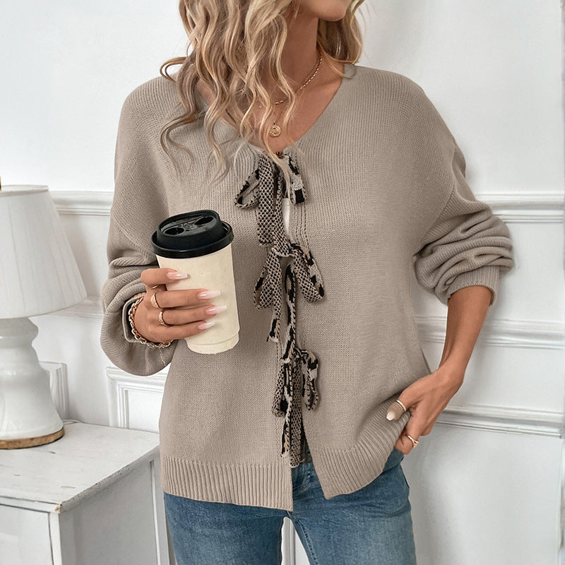 Damen Lässiger Strickpullover mit Schleifen-Details Nord Taschen