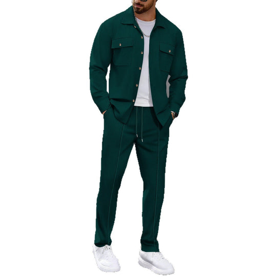 Herren modisches Freizeit-Set mit strukturierter Jacke und bequemen Hosen