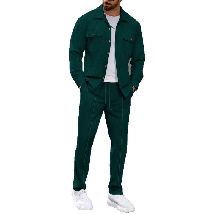 Herren modisches Freizeit-Set mit strukturierter Jacke und bequemen Hosen