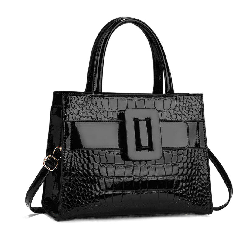Damen Handtasche mit markanter Krokodilprägung und schickem Verschluss Nord Taschen