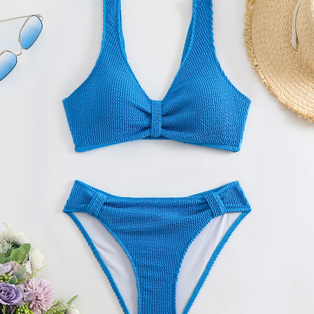 Damen Zweiteiliger Bikini mit verspieltem Wellenmuster