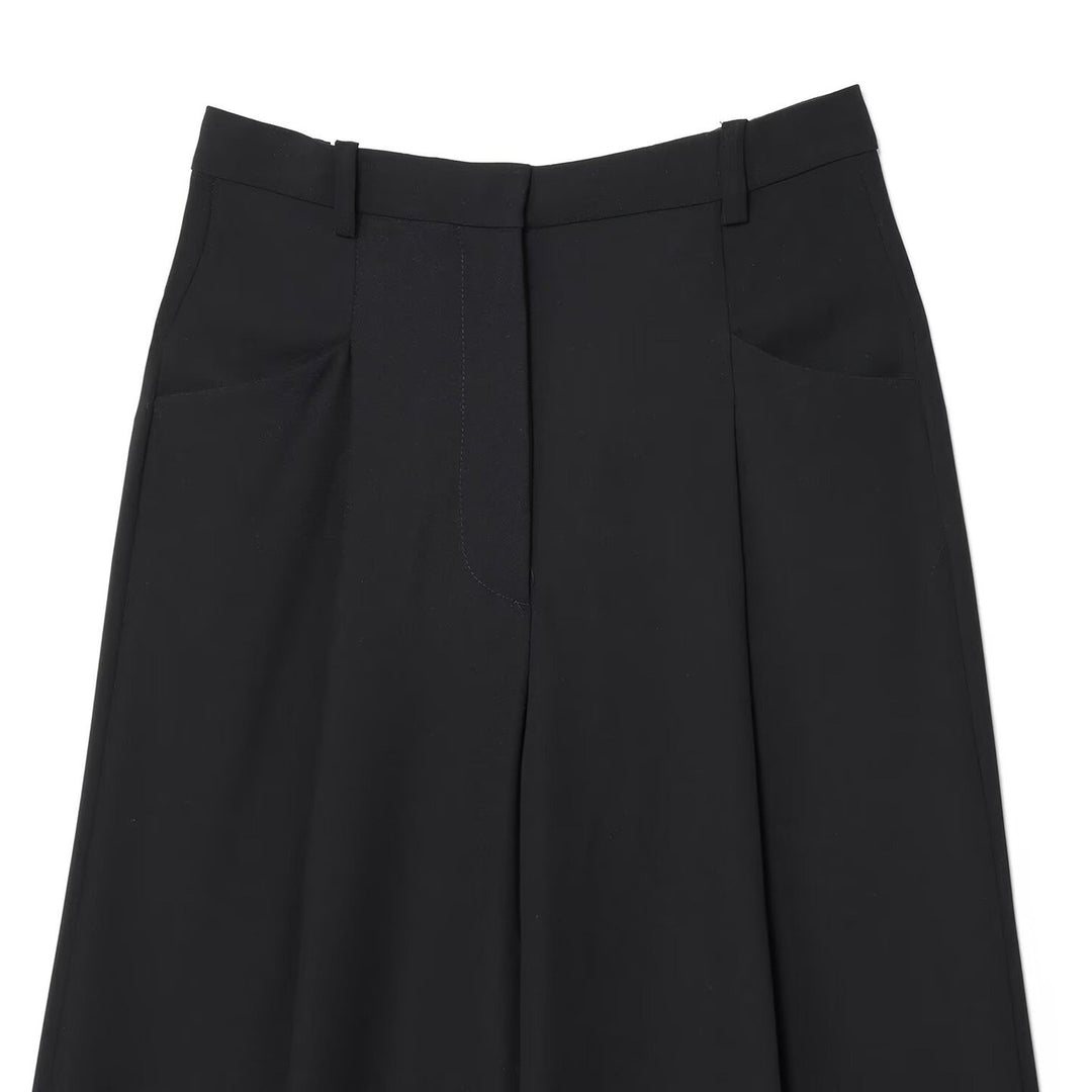 Damen Weite Hochtaillierte Bundfaltenhose mit Bügelfalte und weitem Bein Nord Taschen