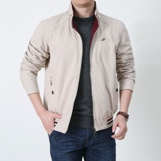 Herren Übergangs-Fieldjacke aus gewachstem Canvas mit Stehkragen und verdecktem Reißverschluss Nord Taschen