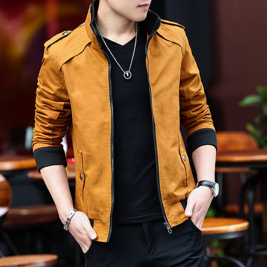 Herren leichter Canvas‑Bomber mit Teddyfleece‑Innenfutter, Epauletten und Rippbündchen Nord Taschen