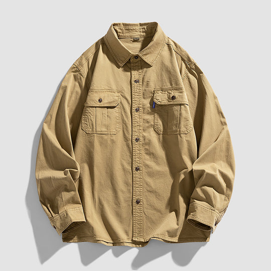 Herren Overshirt aus robustem Baumwoll-Twill mit Pattentaschen und durchgehender Knopfleiste Nord Taschen