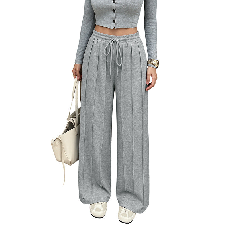 Damen Weite High‑Waist Loungewear-Hose mit Bügelfalten und Tunnelzug Nord Taschen