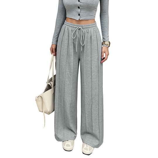 Damen Weite High‑Waist Loungewear-Hose mit Bügelfalten und Tunnelzug Nord Taschen