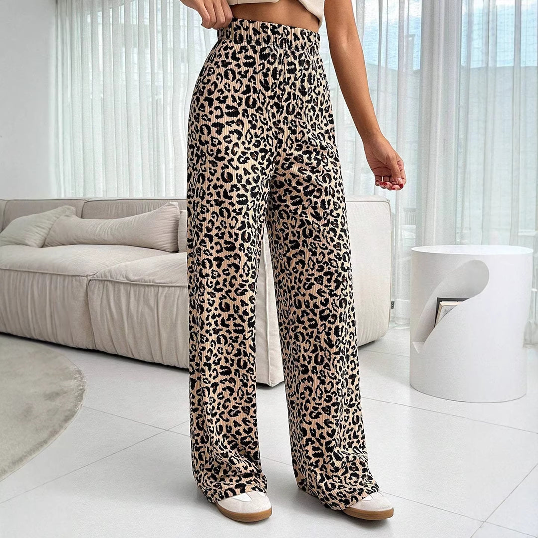 Damen Modische Leoprint Palazzohose Nord Taschen