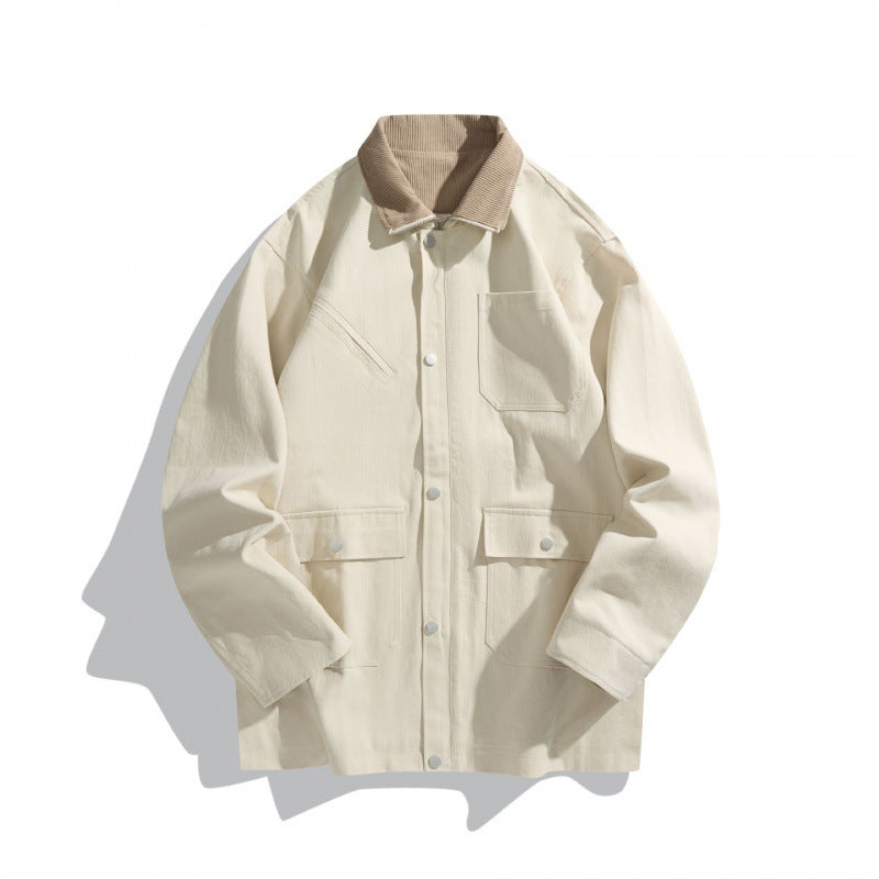 Unisex Kastenförmige Canvas-Fieldjacke mit Kontrast-Cordkragen und Utility-Taschen Nord Taschen