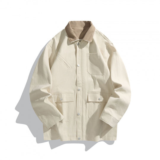 Unisex Kastenförmige Canvas-Fieldjacke mit Kontrast-Cordkragen und Utility-Taschen Nord Taschen