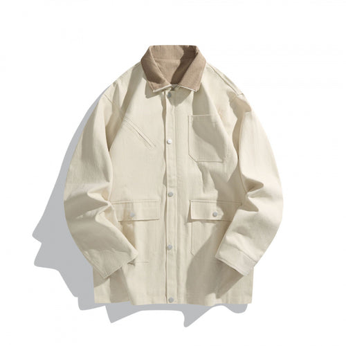 Unisex Kastenförmige Canvas-Fieldjacke mit Kontrast-Cordkragen und Utility-Taschen Nord Taschen
