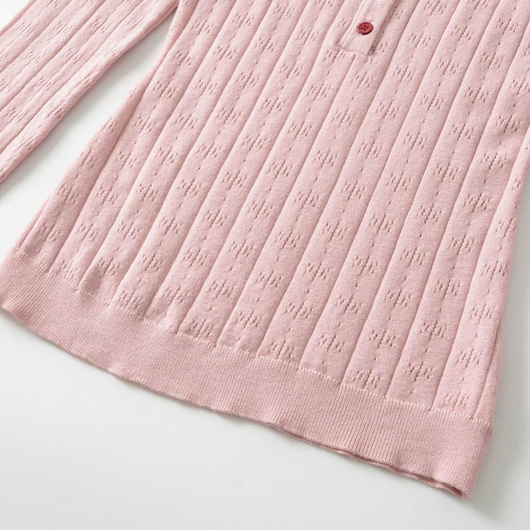 Damen Feinstrick-Longsleeve mit Knopfleiste und Strukturstrick Nord Taschen