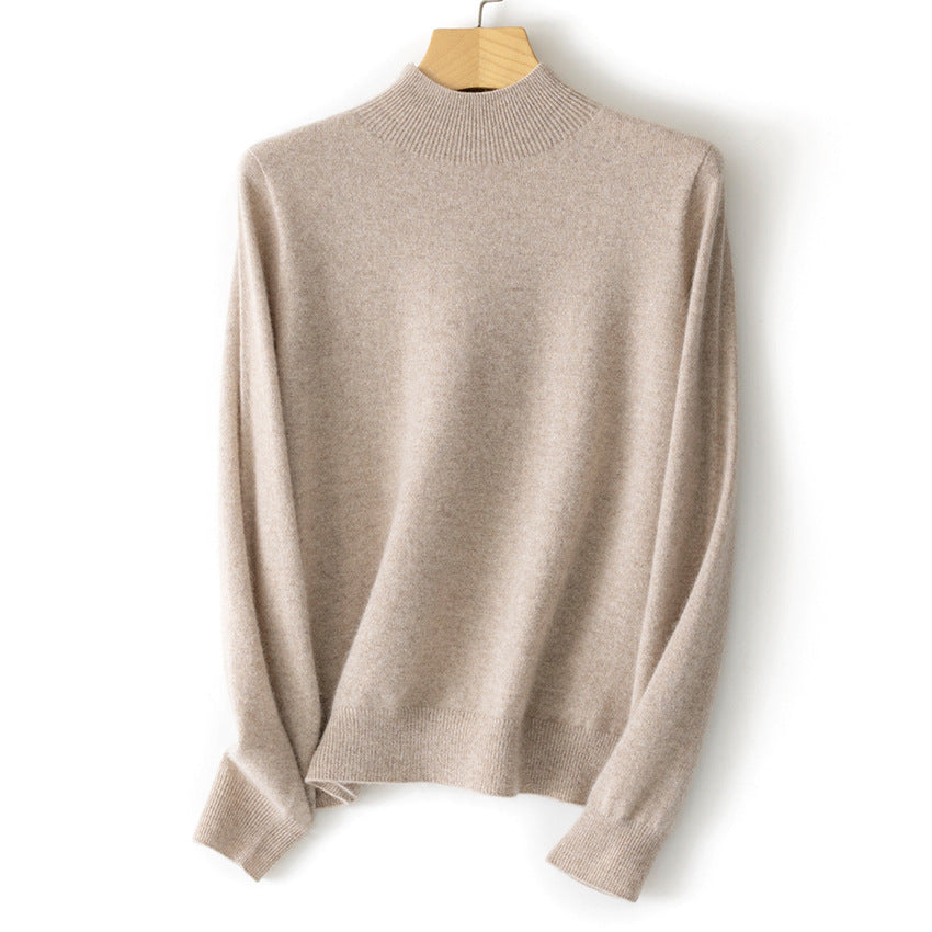 Damen Feiner Stehkragen-Pullover aus Kaschmir-Mix mit gerippten Abschlüssen Nord Taschen
