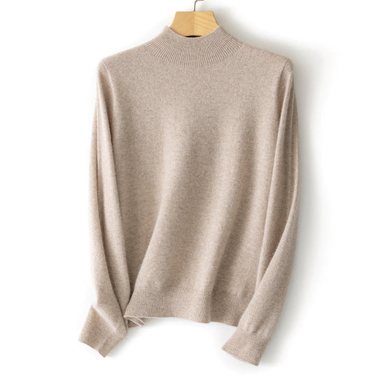 Damen Feiner Stehkragen-Pullover aus Kaschmir-Mix mit gerippten Abschlüssen Nord Taschen