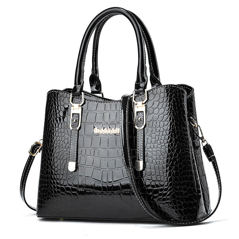 Damen elegante Handtasche mit schimmernder Krokodilprägung und vielseitigem Tragesystem Nord Taschen