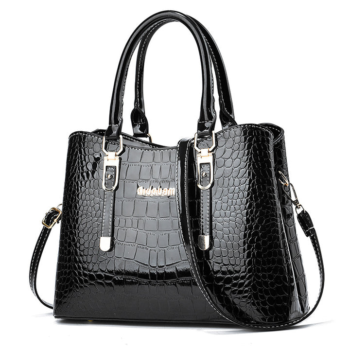 Damen elegante Handtasche mit schimmernder Krokodilprägung und vielseitigem Tragesystem Nord Taschen