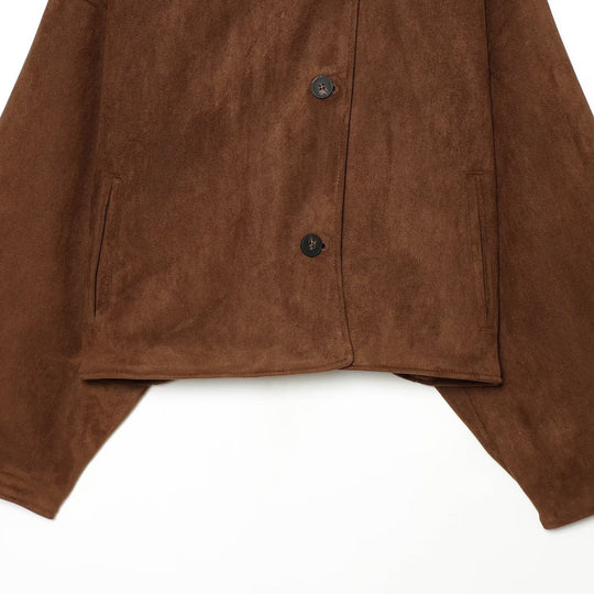 Damen Boxy-Shortjacke aus Velourslederoptik mit hohem Stehkragen Nord Taschen