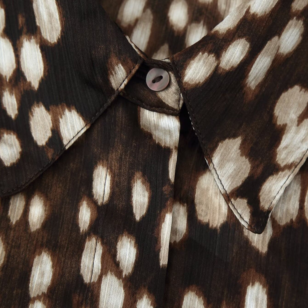 Damen Seidenähnliche Hemdbluse mit Tupfen-Print und verdeckter Knopfleiste Nord Taschen