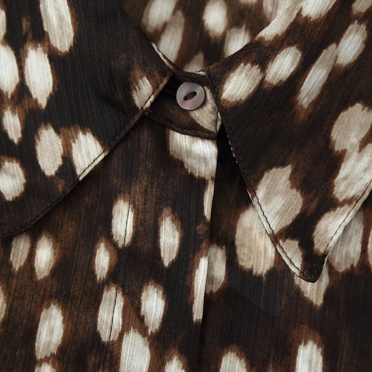 Damen Seidenähnliche Hemdbluse mit Tupfen-Print und verdeckter Knopfleiste Nord Taschen