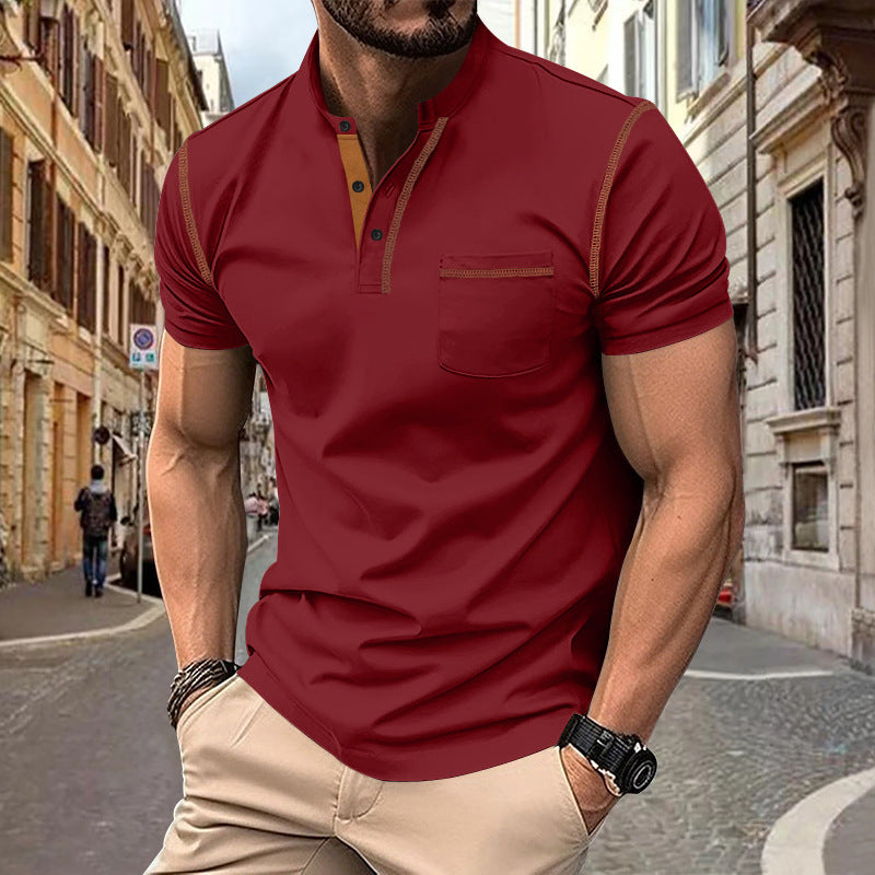 Herren shirt mit modernem Henley-Kragen und praktischen Brusttasche Nord Taschen