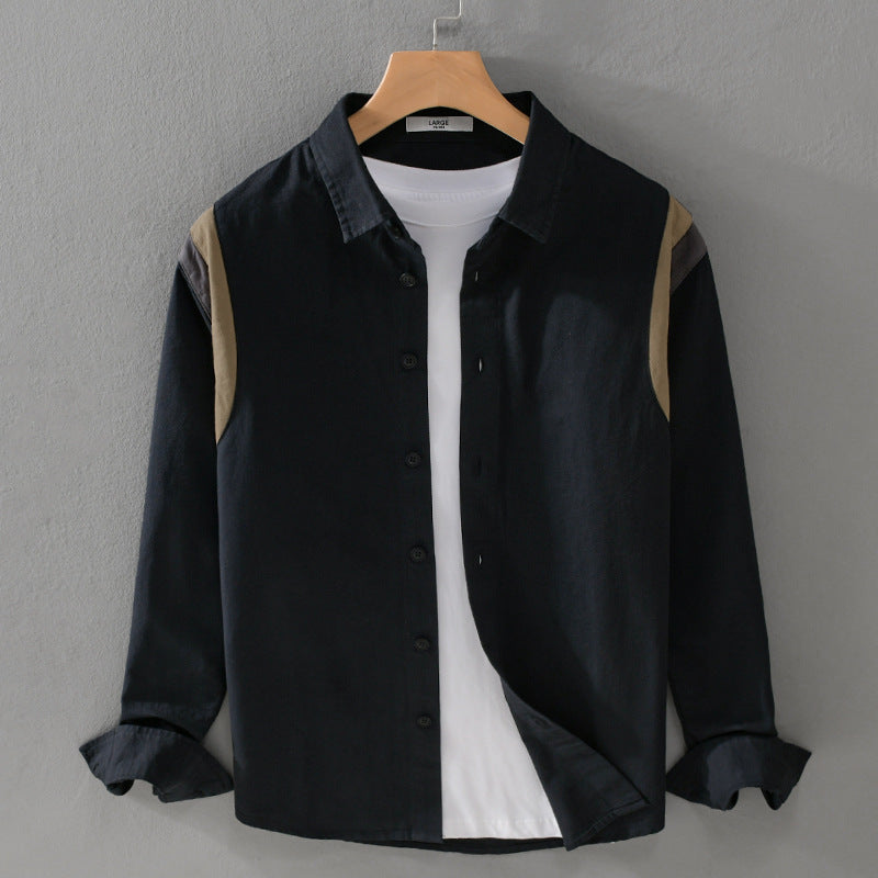 Herren Hemdjacke im Lagen-Look mit kontrastierender Schulterpasse Nord Taschen