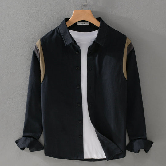 Herren Hemdjacke im Lagen-Look mit kontrastierender Schulterpasse Nord Taschen