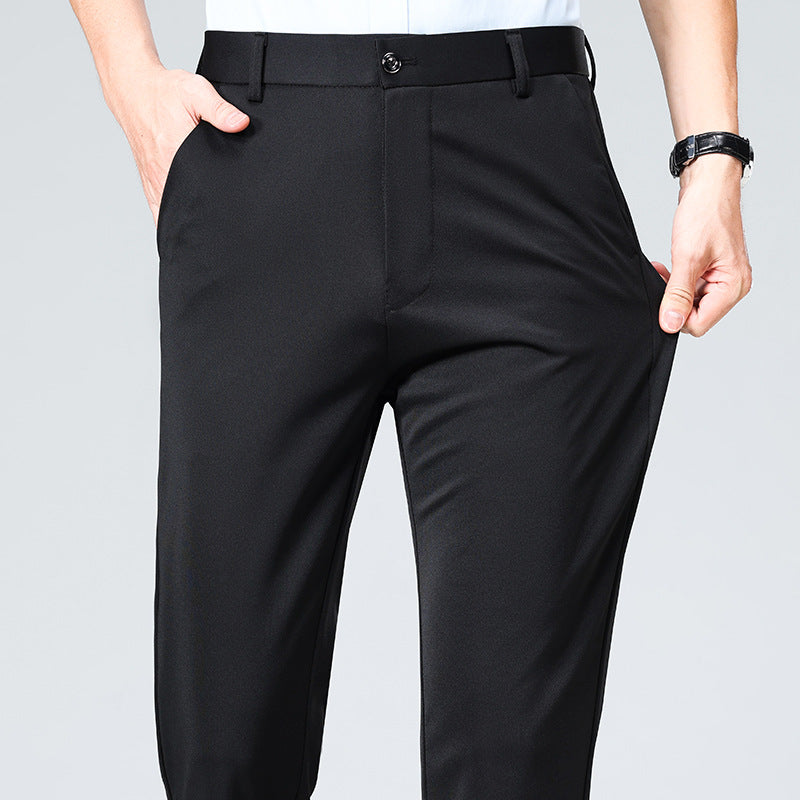 Herren Elegante gerade geschnittene Stretch-Businesshose mit Bügelfalte Nord Taschen
