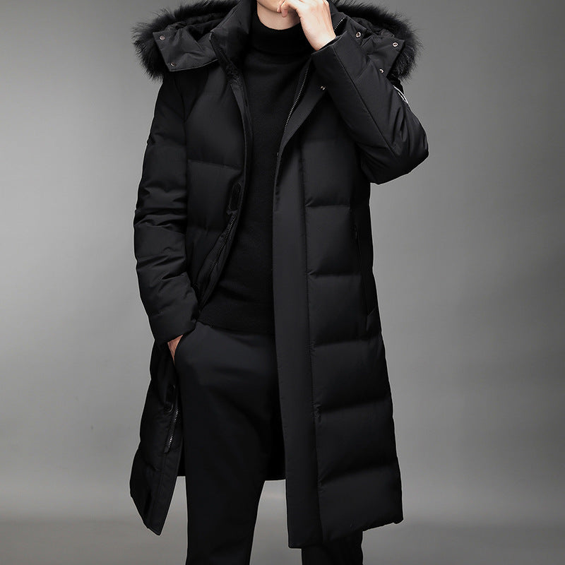 Herren Lang geschnittener Slim-Fit Steppparka mit abnehmbarer Kapuze und Thermofutter Nord Taschen